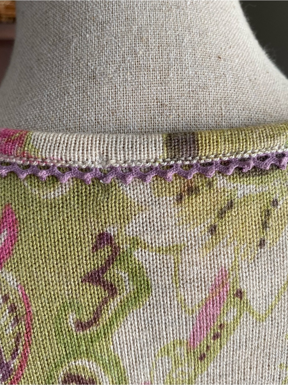 Sigrid Olsen Paisley Button-Front Long Sleeve Cardigan, in Green-Pink M EUC - Picture 8 of 14